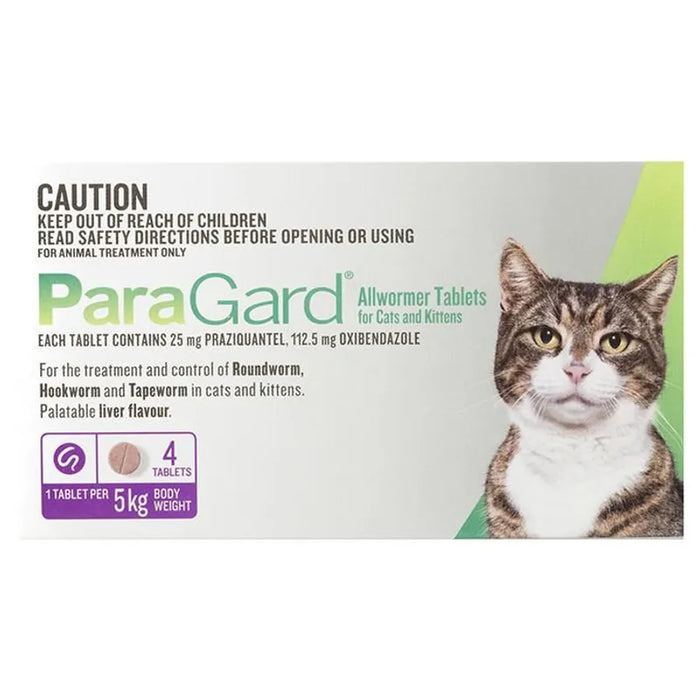 Paragard allwormer tablets for cats and kittens, 4 tablets