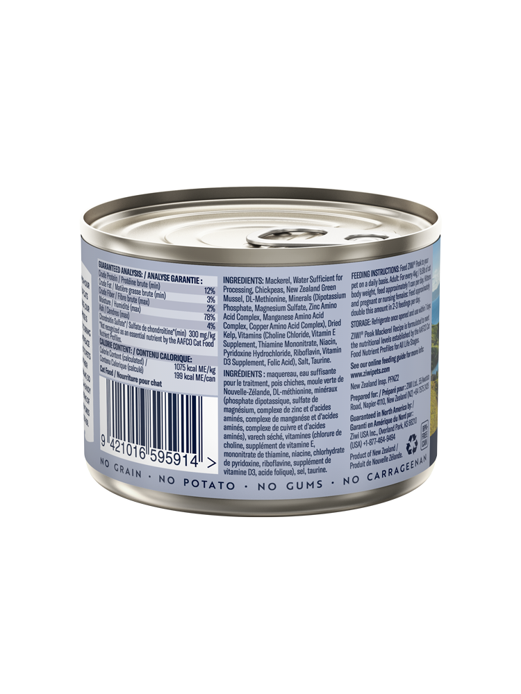 Ziwi Peak Wet Cat Food Blue Mackerel 185g x 12 Cans