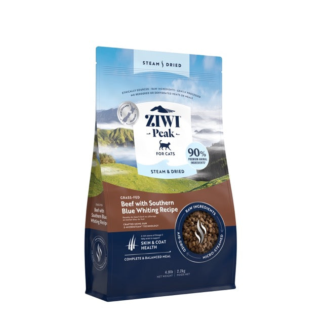 Ziwi Peak Steam Dried Cat Food 2.2kg Beef with Southern Blue Whiting