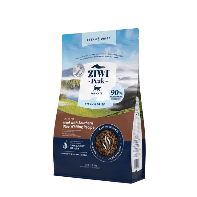 Ziwi Peak Steam Dried Cat Food 2.2kg Beef with Southern Blue Whiting