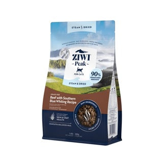 Ziwi Peak Steam Dried Cat Food 800g Beef with Southern Blue Whiting