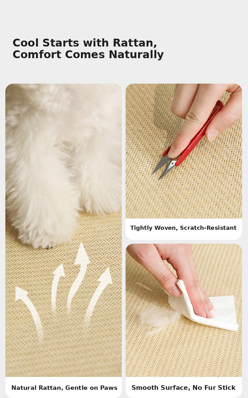Nekono Babe rattan mat scratch-resistant and fur-resistant surface demonstration