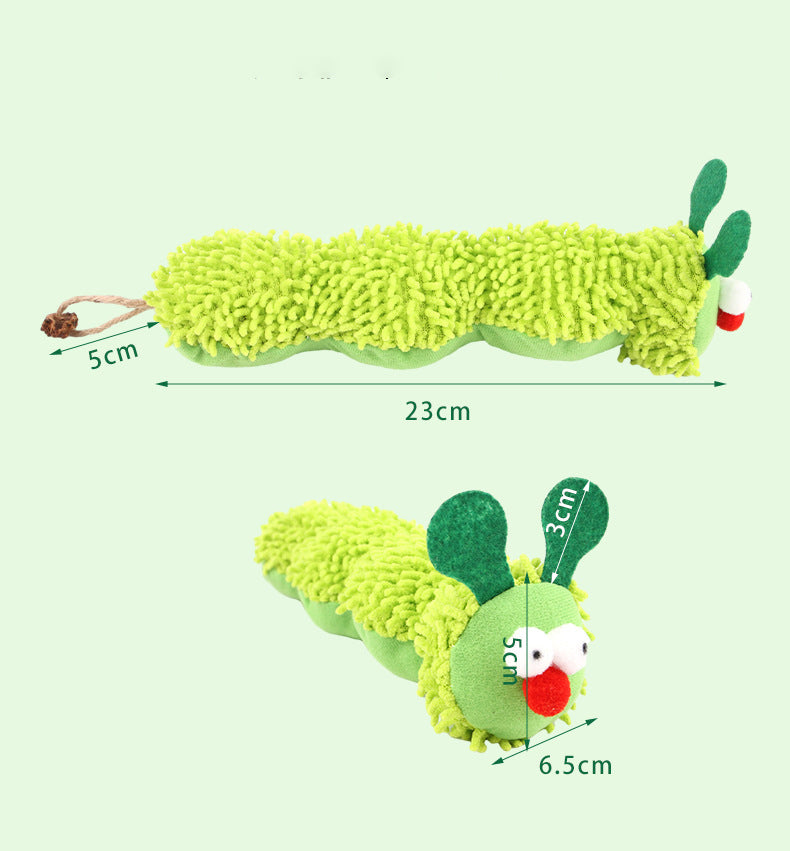 Size chart for the Nekono caterpillar toy showing 23cm length and 6.5cm width