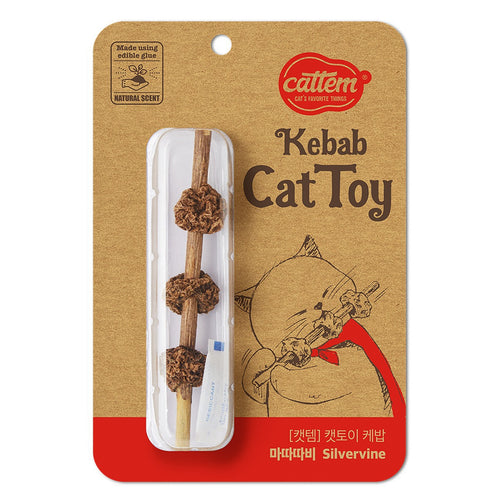 Cattem Kebab silvervine cat toy in kraft paper retail packaging