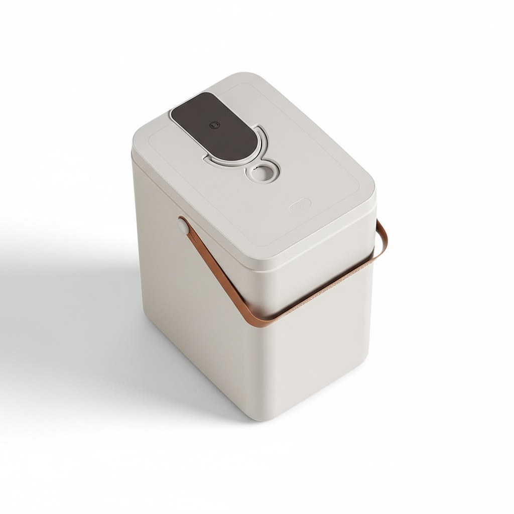 Nekono FreshKeeper 13L vacuum seal pet food storage container with AirSeal technology, white with tan handle