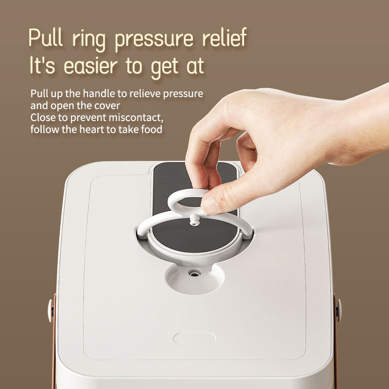 One-touch AirSeal operation on Nekono FreshKeeper — pull ring to release vacuum pressure and open lid