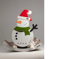 A long-haired Ragdoll cat lounging comfortably on the curved rocking base of the Nekono festive snowman cat scratcher and lounge