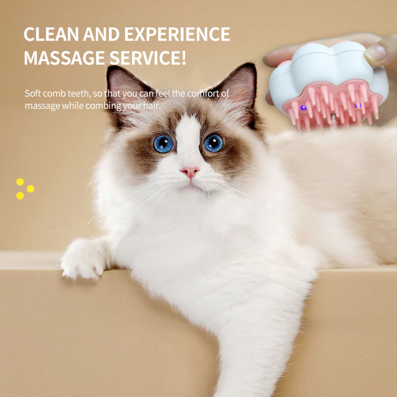 A fluffy Ragdoll cat enjoying a soothing spa massage with the Nekono MistBrush